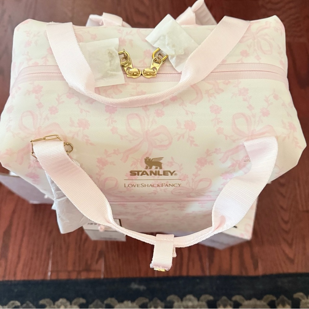 Stanley x LoveShackFancy Pink Chantilly 1913 Madeleine Mini Cooler Backpack NWT - Picture 7 of 7